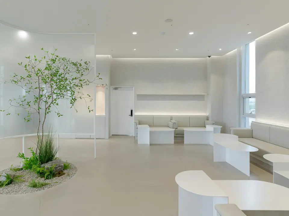 A spacious, bright reception area